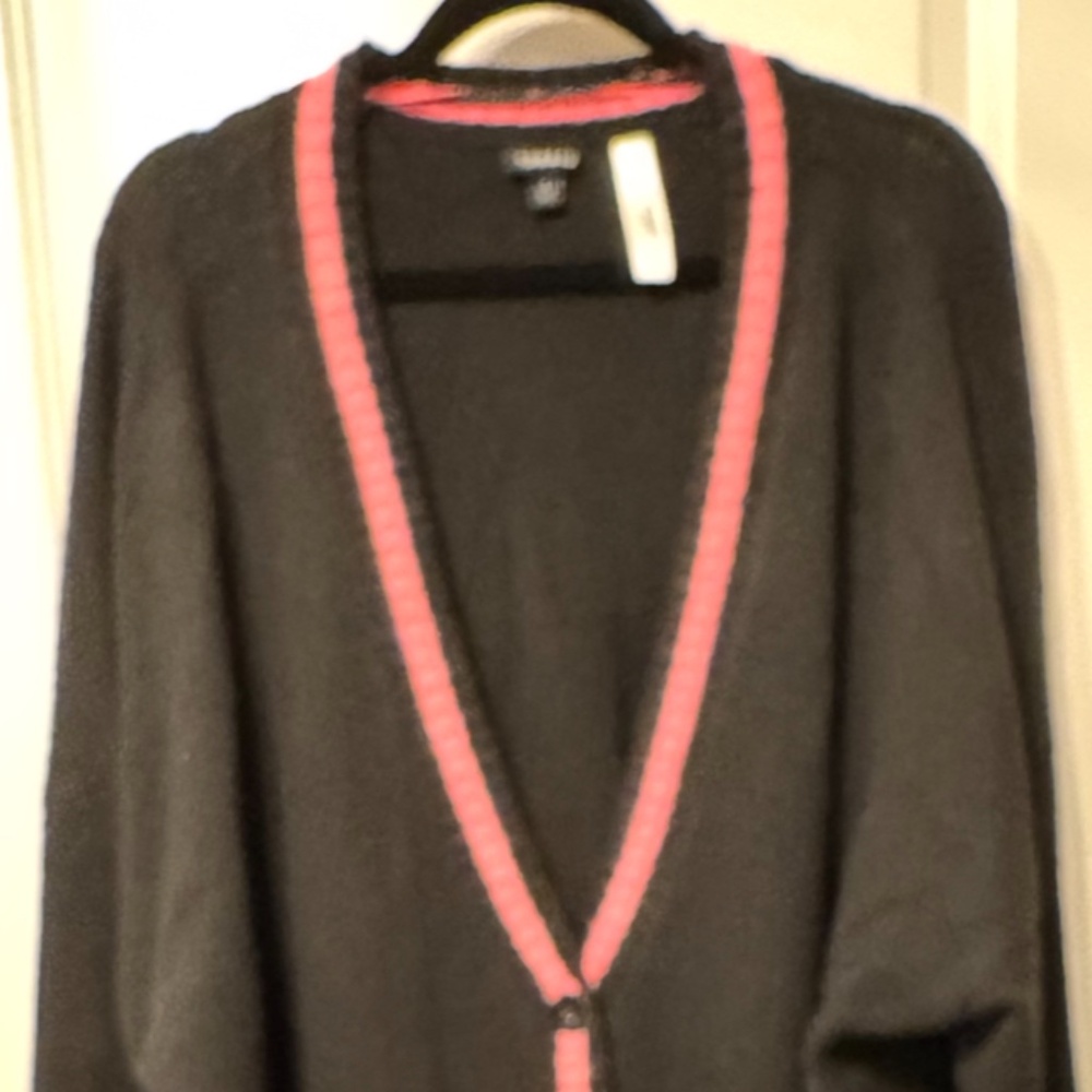 Torrid Pink-Trim breast cancer awareness Longline Cardigan — Black/Pink - Picture 12 of 12